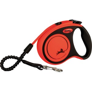 Flexi Xtreme guinzaglio avvolgibile per cani, taglia S, 5 m, nero/arancione. Guinzaglio con ammortizzatore e impugnatura morbida.