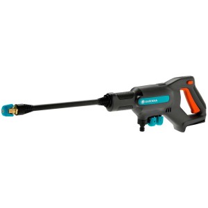 Idropulitrice media a batteria Gardena AquaClean 24/18V P4A Solo, grigia con manico arancione.