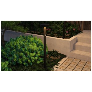 Paletto solare nero Schönenberger Grada, alto 90 cm, con luce bianca calda in giardino.