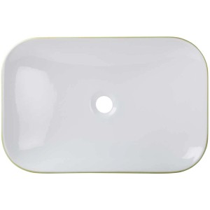 Lavabo d'appoggio Cuando, bianco con bordo verde muschio, 60 cm, forma ovale.