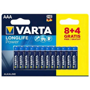Piles Varta High Energy Micro AAA, lot de 12. Piles alcalines pour appareils à forte consommation.