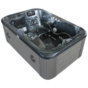 Spa extérieur noir Sonnenkönig Basilan avec jets de massage et éclairage LED.