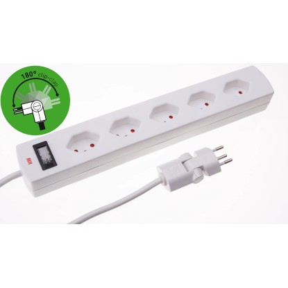 Safety-Line-Steckdosenleiste 5-fach Kombi-Überstromschutz Kinderschutz Weiss