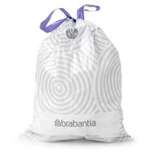 Emballage de sacs poubelles Brabantia PerfectFit, 15-20 litres, 240 pièces avec cordon de serrage violet.