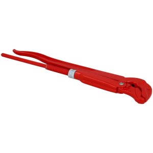 Clé serre-tube coudée rouge, longueur 430 mm, pour travaux de plomberie. Clé en acier chrome vanadium.