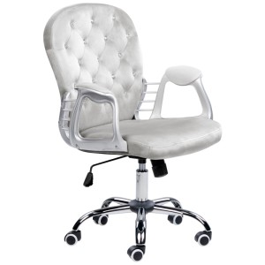 Sedia da ufficio Beliani Princess in velluto grigio chiaro con cristalli e base cromata.