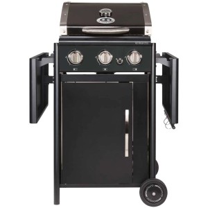 Barbecue a gas Outdoorchef Australia 315 G Nero, montato, con 3 bruciatori e ripiani laterali.