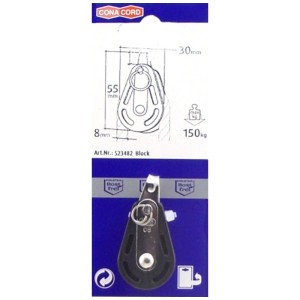 Conacord Block einfach Ø 8 mm, Seilrolle für Faserseile, max. 150 kg Belastung.