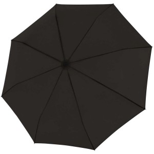 Geöffneter, schwarzer Taschenschirm Trend Mini Uni Black von oben.