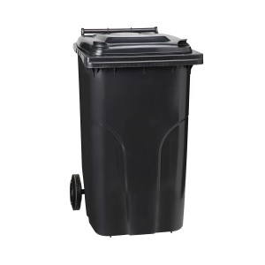Contenitore in plastica Ochsner antracite, 240 l, con ruote e coperchio.