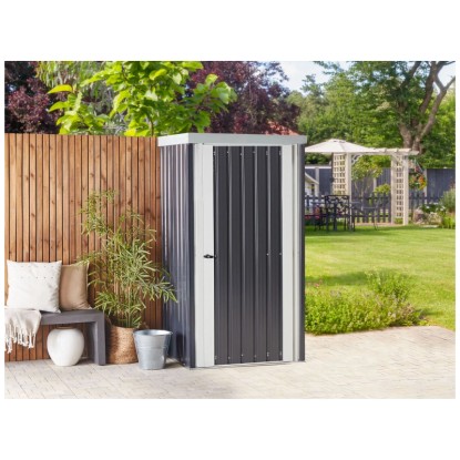 Beliani Gerätehaus Umbria mit Stahl-Dachrinne Graphitgrau/Cremeweiss