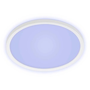 Panneau LED rond blanc Brilo Slim, 15W, avec lumière indirecte et fonction RGB.