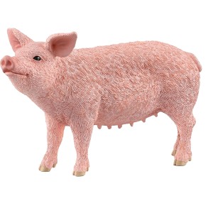 Figurine Schleich cochon Farm World détaillée, rose, debout.