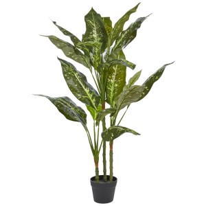 Beliani pianta artificiale Dieffenbachia, altezza 110cm, foglie verdi con motivi in vaso.