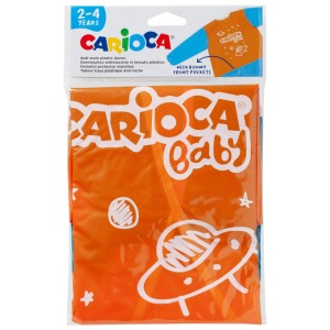 Orange Carioca Baby Malschürze für Kinder (2-4 Jahre) mit Ärmeln und Taschen.