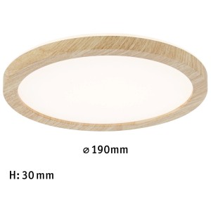 Panneau LED rond Paulmann Atria Shine aspect bois, 11,2W, lumière blanc chaud.