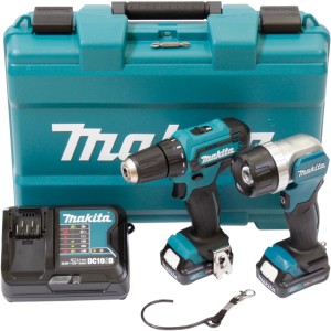 Kit perceuse-visseuse sans fil Makita DF333DSAL1 avec 2 batteries, chargeur et coffret.