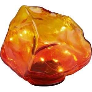 Pierre décorative solaire cristal orange-rouge avec LED blanc chaud pour jardin et balcon.