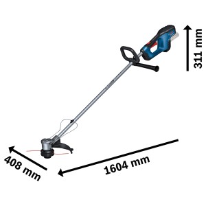 Coupe-bordures sans fil Bosch Professional GRT 18V-33 Solo avec dimensions.