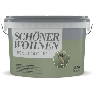 Schöner Wohnen Pittura murale Trendfarben Olive, 2,5 l, pittura per interni opaca e cremosa.