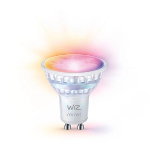 Lampadina LED WiZ GU10, lampada smart con cambio colore e luce da bianco caldo a freddo.