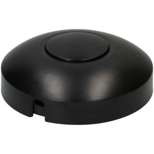 Gros plan d'un variateur de pied universel noir pour installation de lampe.