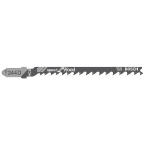 Lama per seghetto alternativo Bosch T244D Pro Speed per legno, confezione da 3, adatta per tagli curvi nel legno.