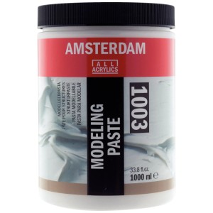 Amsterdam Pâte à modeler acrylique blanche, pot de 1000ml pour texture et relief.