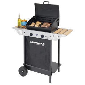 Campingaz Xpert 100 LW barbecue a gas con cibo e tavoli laterali. Grill compatto per giardino e campeggio.