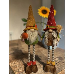 Gnomi decorativi autunnali assortiti, altezza 78 cm, con zucca e scopa. Ideali per decorazioni autunnali.