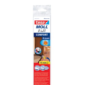 Tesamoll Comfort bas de porte marron pour sols irréguliers, auto-adhésif, longueur 100cm.