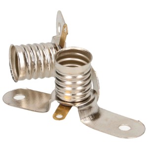 Deux douilles E10 en laiton nickelé pour installation de lampes.