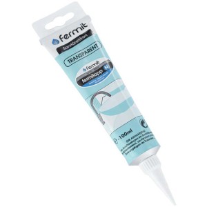 Tubo di silicone sanitario trasparente Fermit, 100ml, per bagno e cucina.