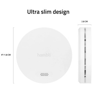 Weißer Hombli Smart Rauchmelder mit schlankem Design für Hausautomation.