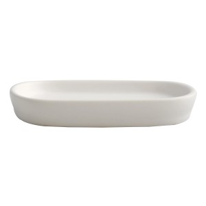 Portasapone bianco MSV Maonie in ceramica, forma ovale. Eleganti accessori per il bagno.