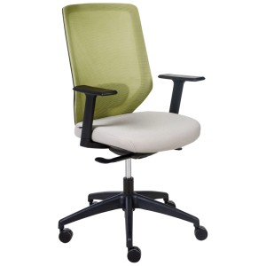 Sedia da ufficio Beliani Virtuoso grigio/verde con braccioli e poggiatesta.
