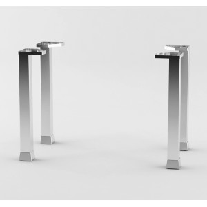 Jeu de pieds, 4 pieds chromés avec vis pour accessoires de meubles de salle de bain.