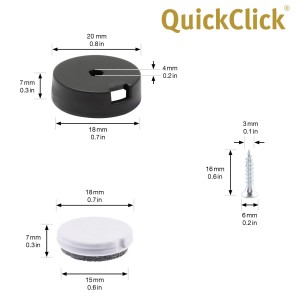 Wagner QuickClick 2en1 jeu de patins pour meubles, 12 pièces, avec inserts en feutre et plastique, Ø 20mm.