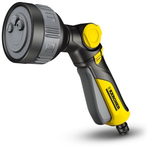 Pistola multifunzione Kärcher Plus, nero-giallo, con 4 getti per l'irrigazione del giardino.