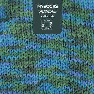 Laine Myboshi mysocks Merino Veilchen, fil à chaussettes multicolore en laine mérinos et polyamide.