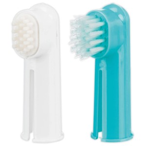 Set di spazzolini Trixie per cani e gatti, 2 spazzolini da dito (bianco, turchese).