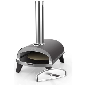 Four à pizza Ziipa Piana en acier inoxydable Ardoise pour barbecue à charbon de bois avec thermomètre et pierre de cordiérite.