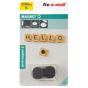 Aimants Fix-o-moll, 8 pièces, autocollants, diamètre 19,5 mm, pour le bricolage et la décoration.