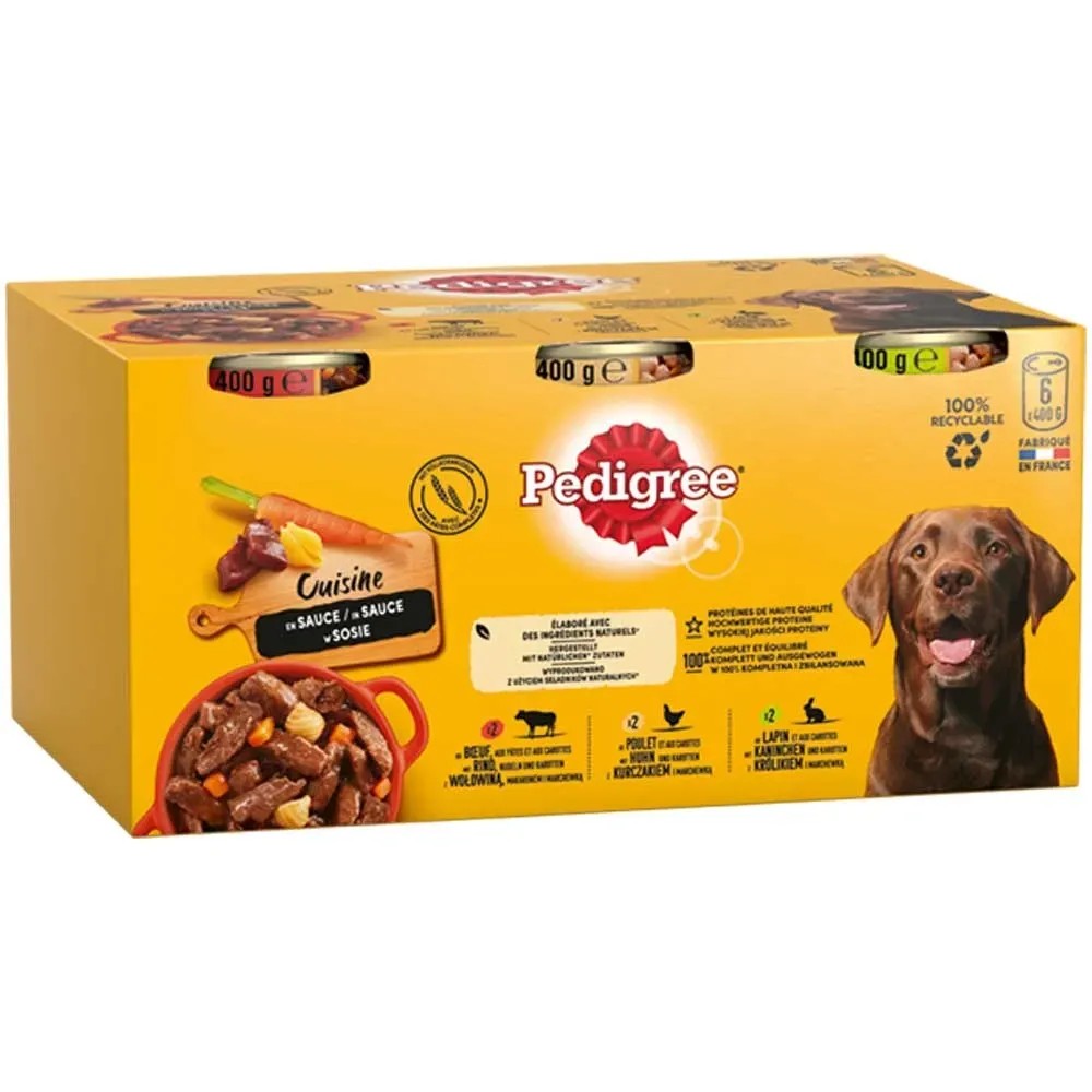 Pedigree Adult Cuisine Hundefutter Saftiges Geschnetzeltes 6 x 400 g