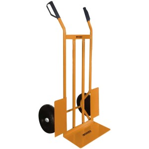 Carrello portapacchi Cartech in acciaio, portata 300 kg, arancione, con ruote e maniglie nere.