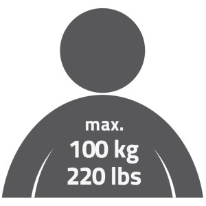 Symbole pour la charge maximale de 100 kg du tabouret de bain Ridder Classic.