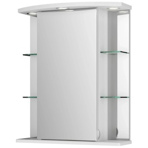 Armoire de toilette Sieper Havana LED blanche avec étagères en verre et porte miroir.