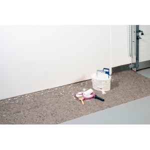Feutre de protection gris LUX 1x3m protégeant le sol des éclaboussures de peinture.