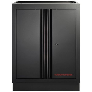 Armadio portautensili Kraftwerk Mobilio nero con 2 ante chiudibili a chiave per officina e hobby.