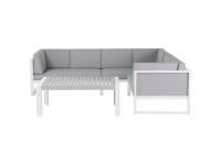 Beliani Lounge-Set Castella 6-Sitzer Linksseitig Aluminium Weiss